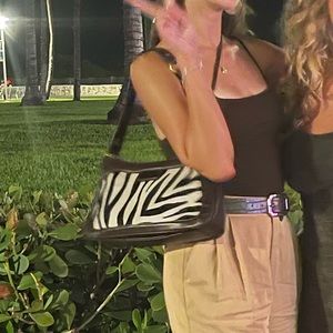 Cole Haan Brown Leather Bag with Zebra Print 🦓